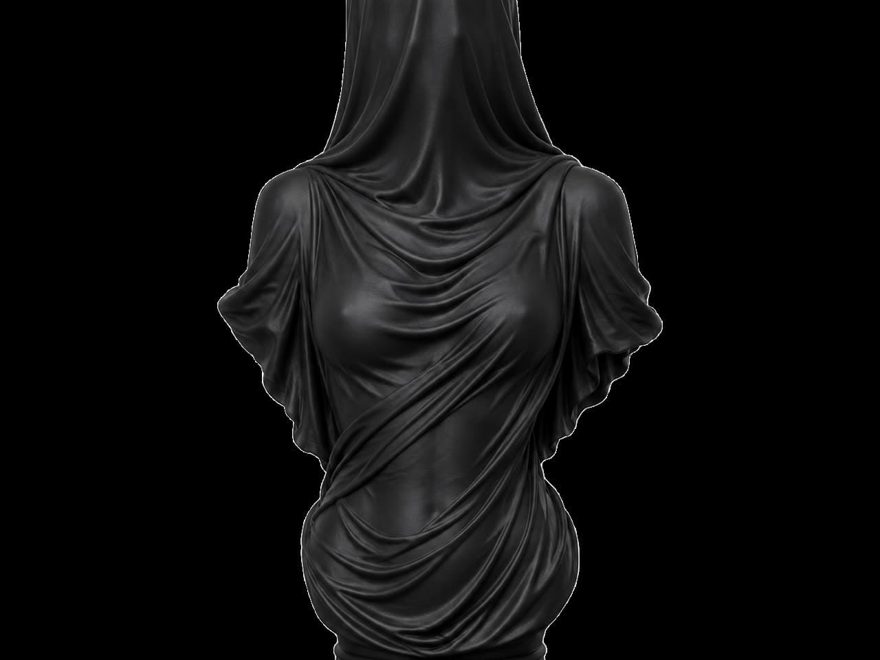 A draped, veiled bust with deep flowing folds.